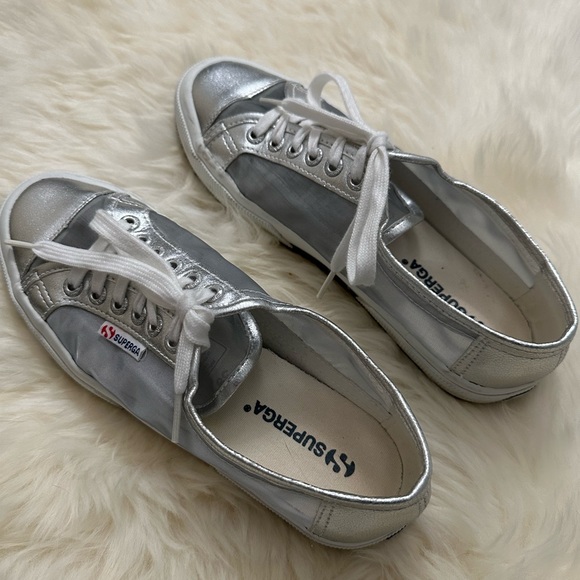 Superga Shoes - Superga Silver Mesh Trainers Sneakers As Seen On Daisy Ridley